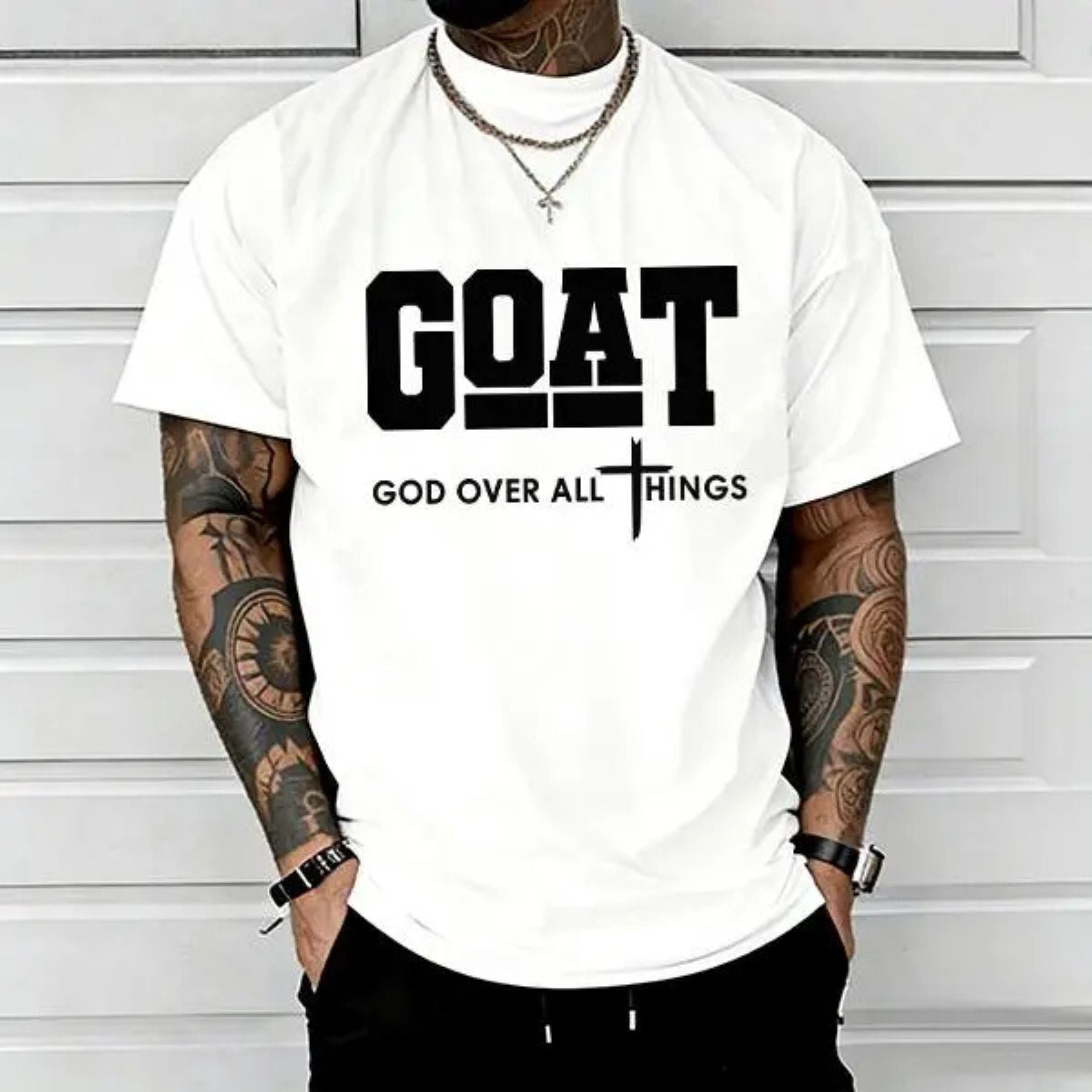 "GOAT" God Over All Things T-Shirt – Christian Faith Graphic Tee, Unisex Cotton Shirt