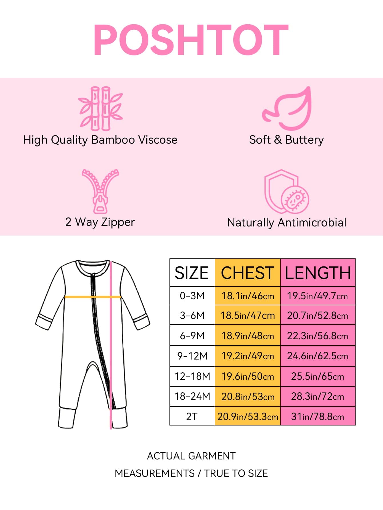 Posh TOT Pastel Seashell Bamboo Baby Convertible Zippy Romper