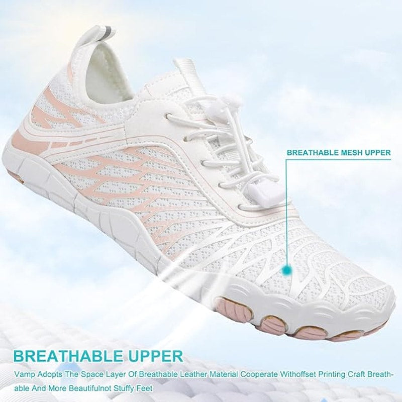 Hike Womens Size 7.5W Wide White Peach Breathable Mesh Non Slip Barefoot Shoes