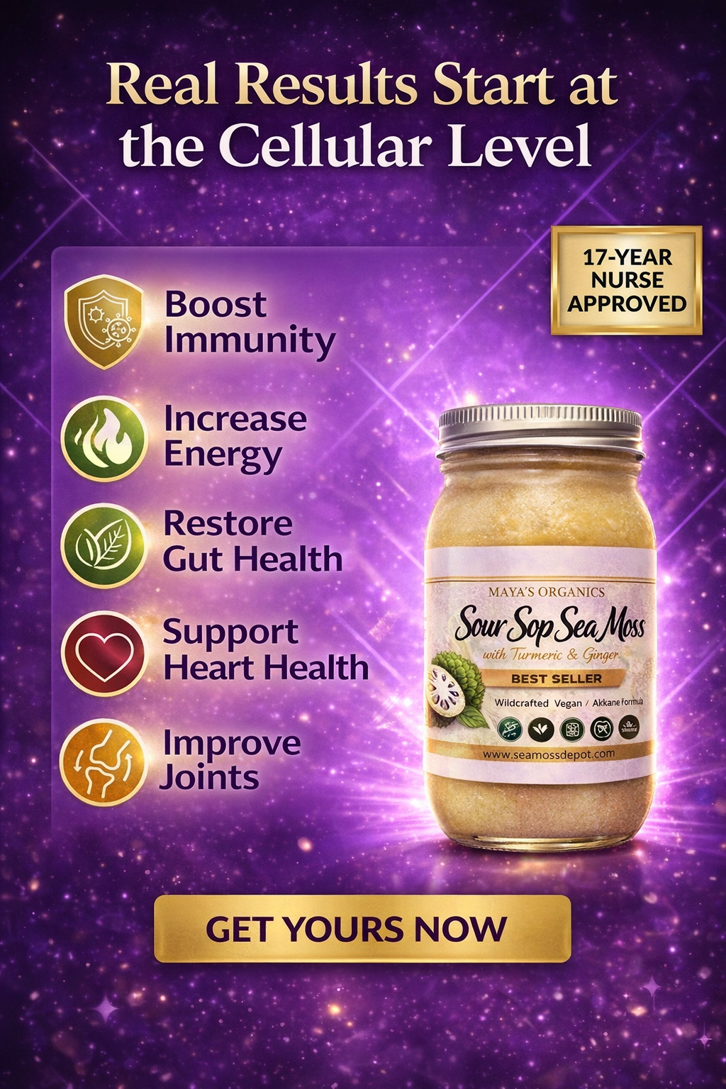 Soursop Sea Moss Gel | Organic Superfood Blend Boost Immunity & Detox Naturally