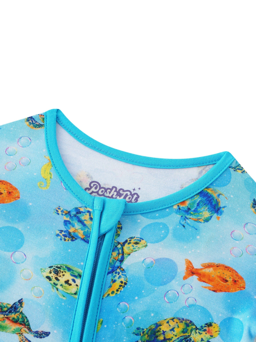 Posh TOT Sea Turtle Bamboo Baby Convertible Zippy Romper