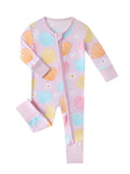 Posh TOT Pastel Seashell Bamboo Baby Convertible Zippy Romper