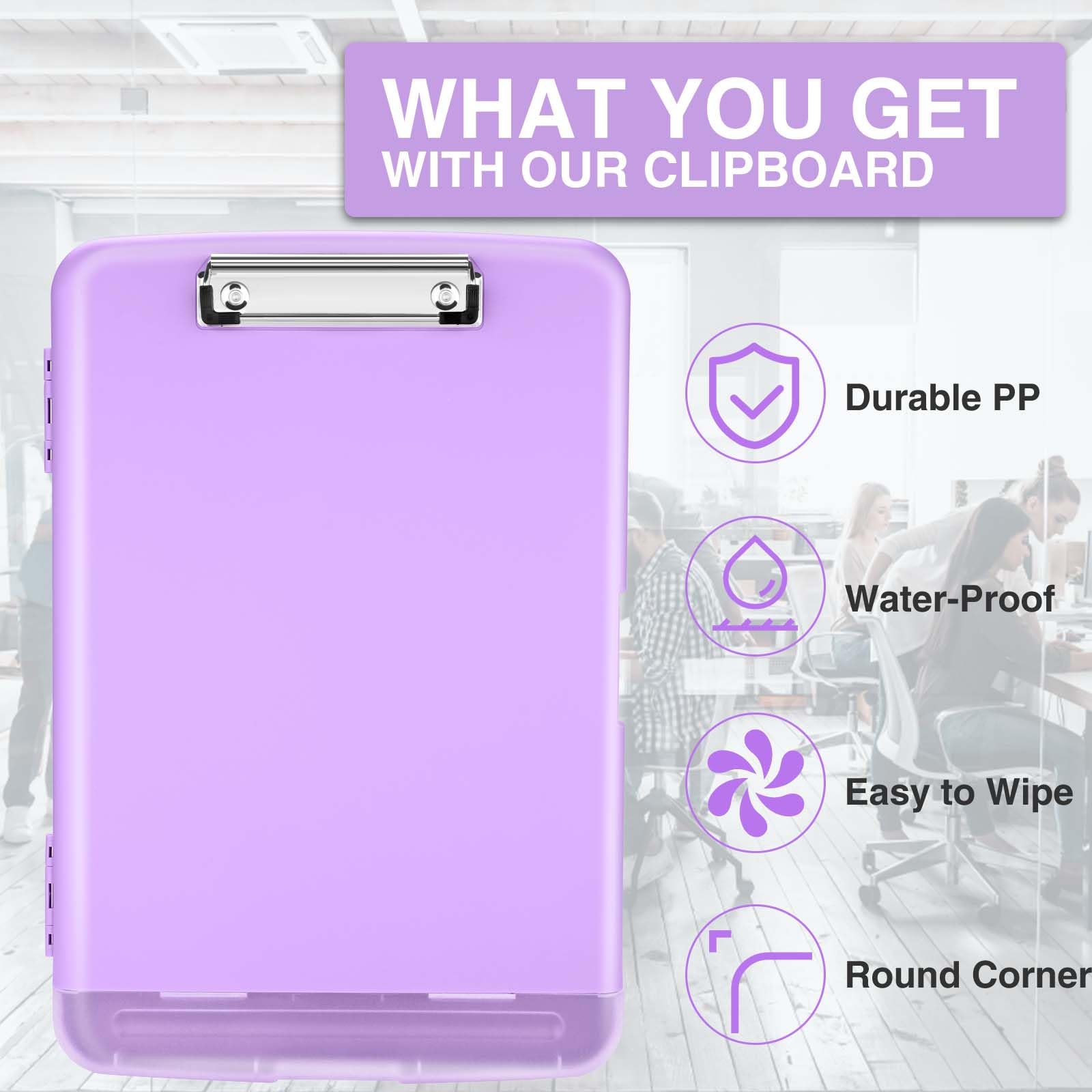 Sooez Clipboard with Storage, Clip Board 8.5 x 11 with Pen Holder, Plastic Organization Case Box for Letter Legal A4 Size Paper, Low Profile Clip, Nurses Teachers Must Haves, School & Office Supplies