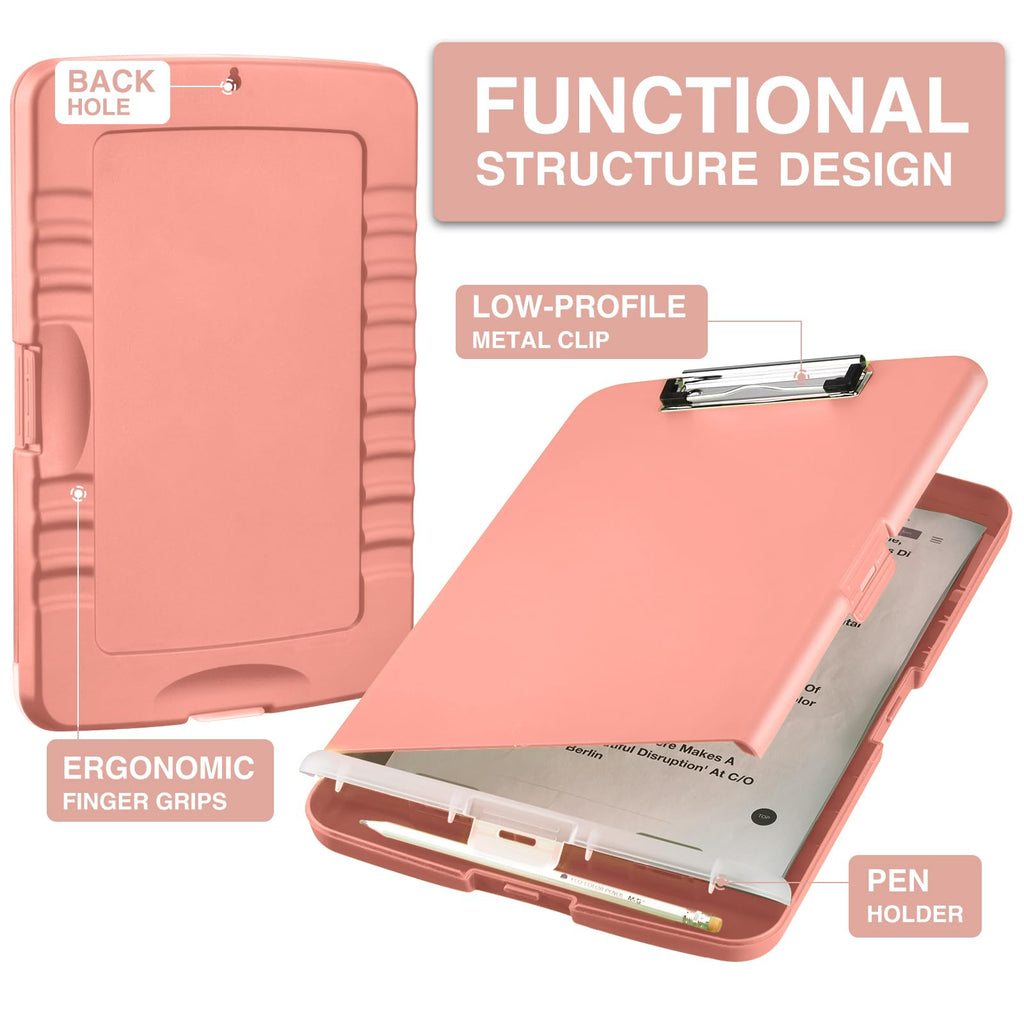 Sooez Clipboard with Storage, Clip Board 8.5 x 11 with Pen Holder, Plastic Organization Case Box for Letter Legal A4 Size Paper, Low Profile Clip, Nurses Teachers Must Haves, School & Office Supplies