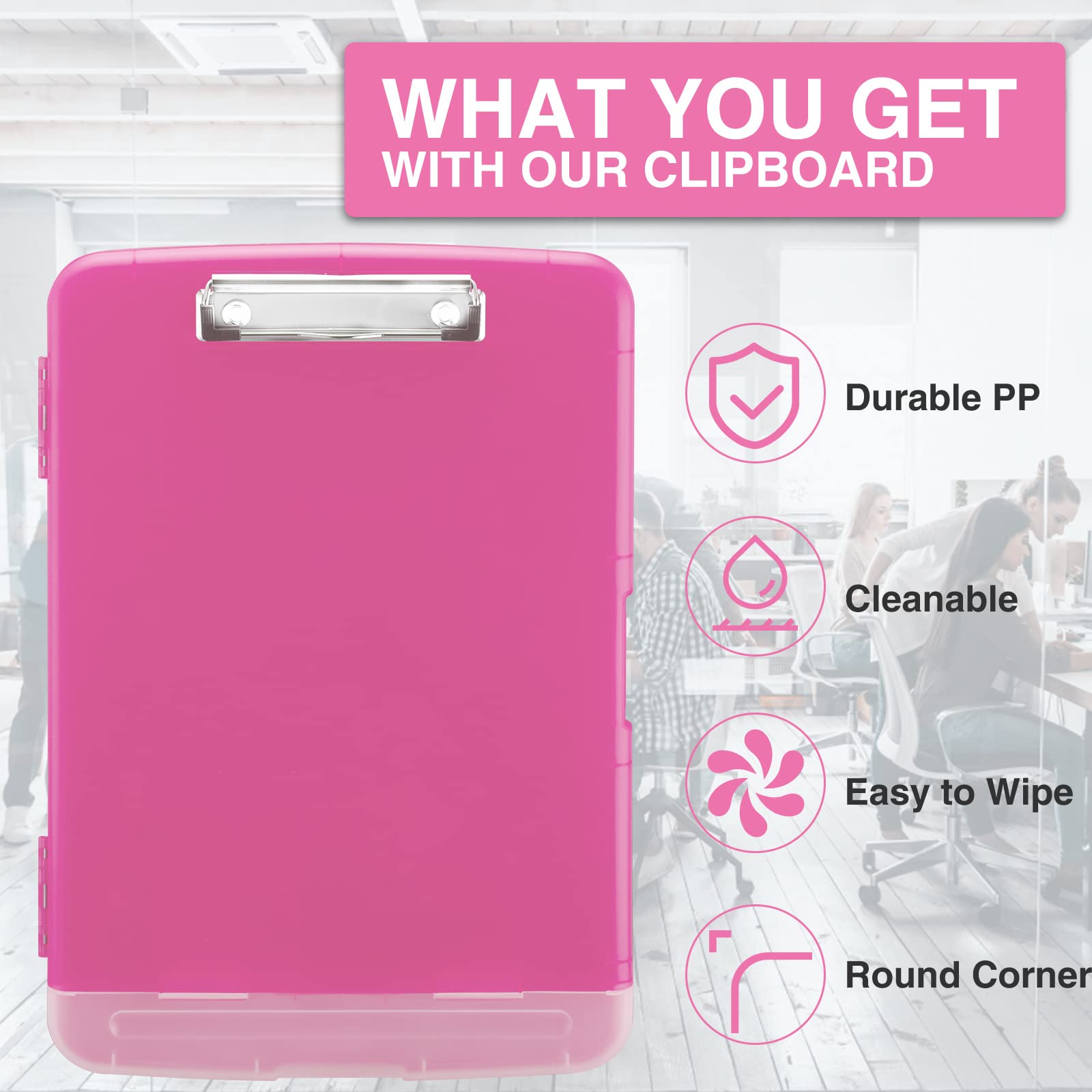 Sooez Clipboard with Storage, Clip Board 8.5 x 11 with Pen Holder, Plastic Organization Case Box for Letter Legal A4 Size Paper, Low Profile Clip, Nurses Teachers Must Haves, School & Office Supplies