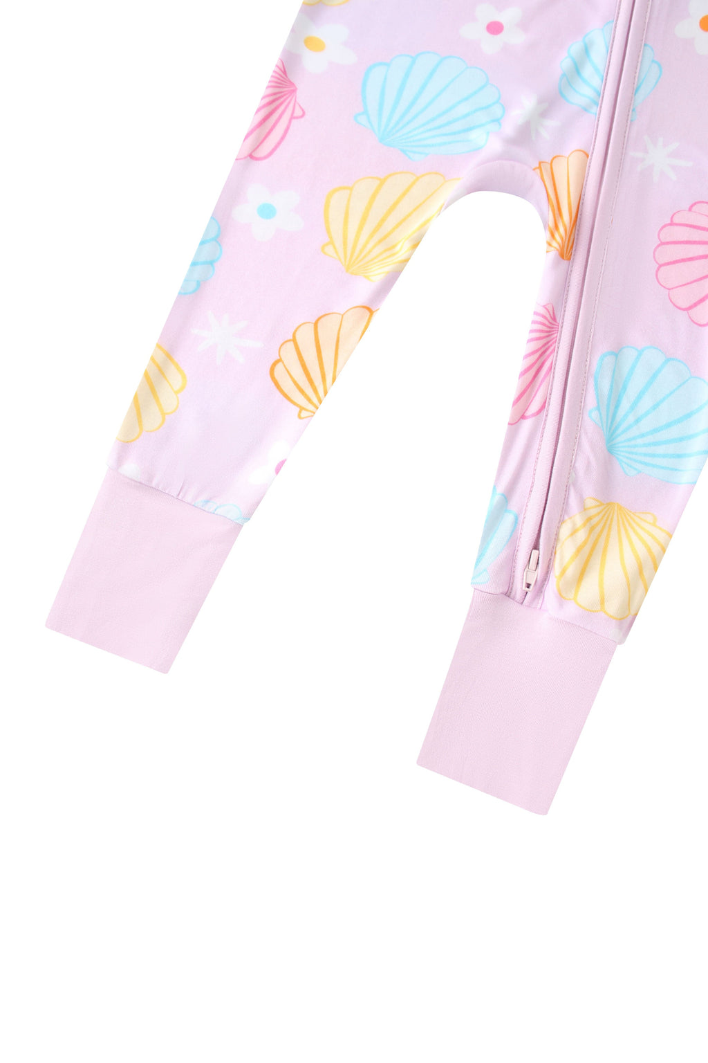 Posh TOT Pastel Seashell Bamboo Baby Convertible Zippy Romper