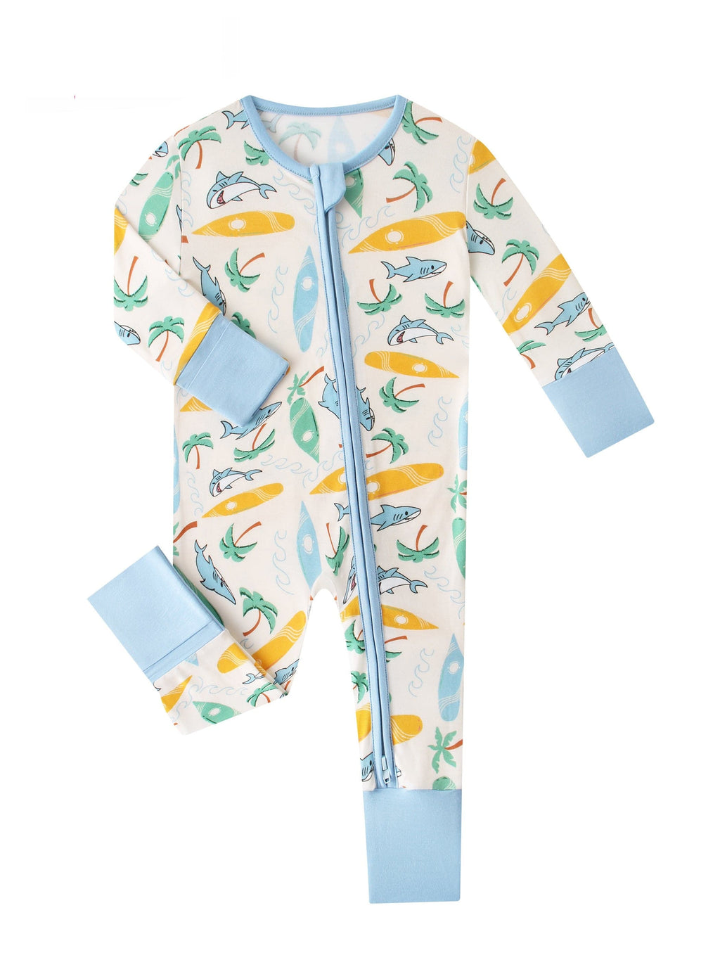 Posh TOT Surf's Up Bamboo Baby Convertible Zippy Romper