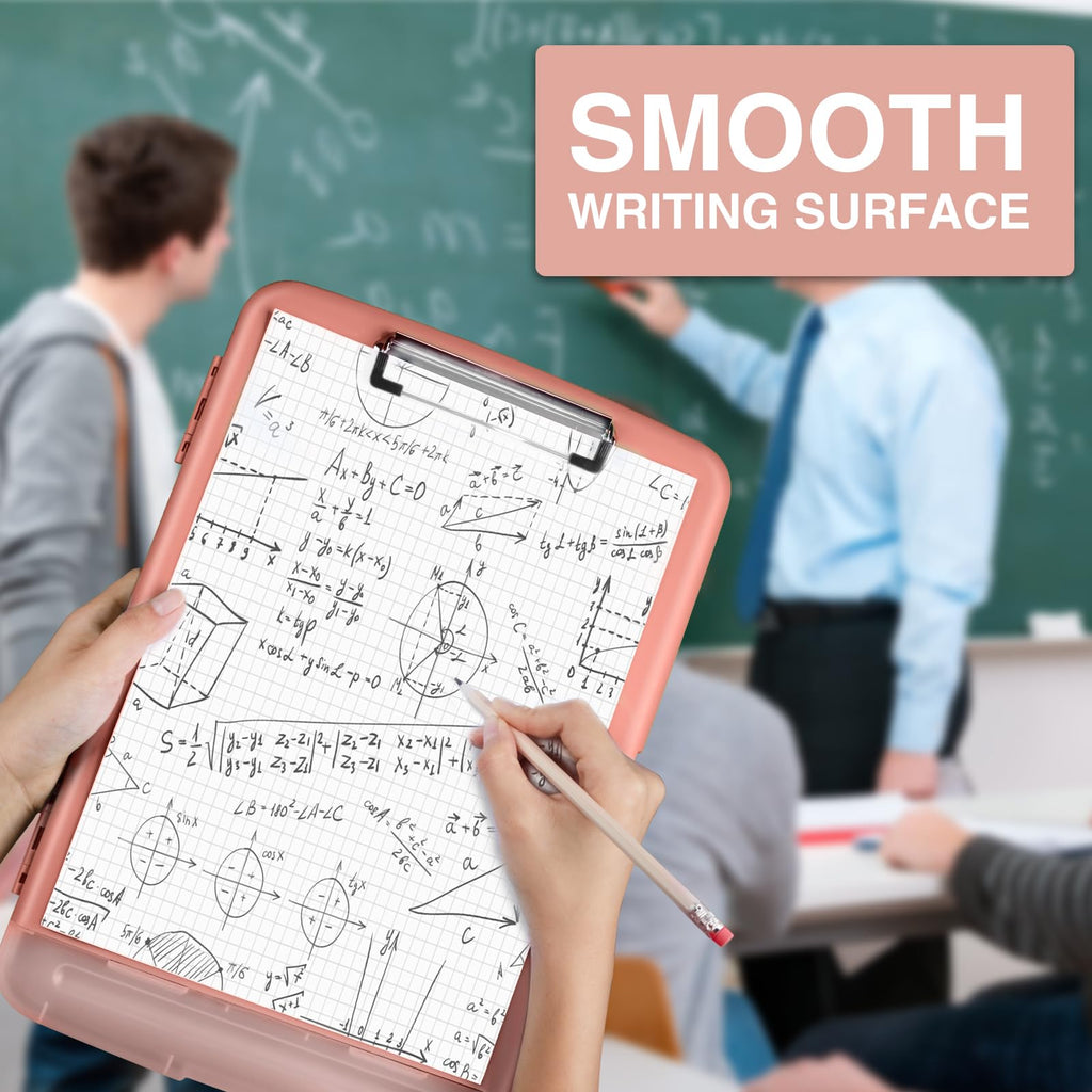 Sooez Clipboard with Storage, Clip Board 8.5 x 11 with Pen Holder, Plastic Organization Case Box for Letter Legal A4 Size Paper, Low Profile Clip, Nurses Teachers Must Haves, School & Office Supplies