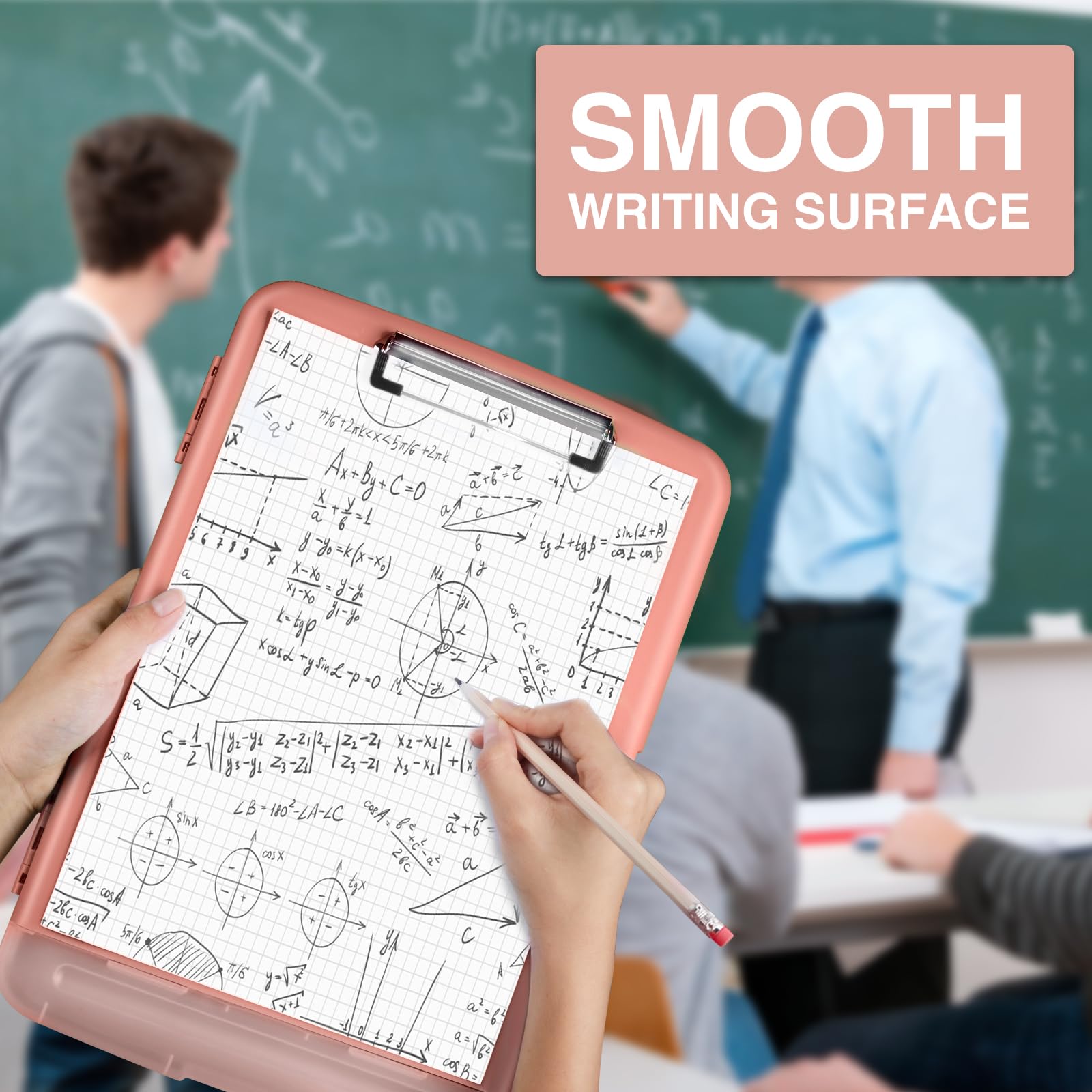 Sooez Clipboard with Storage, Clip Board 8.5 x 11 with Pen Holder, Plastic Organization Case Box for Letter Legal A4 Size Paper, Low Profile Clip, Nurses Teachers Must Haves, School & Office Supplies