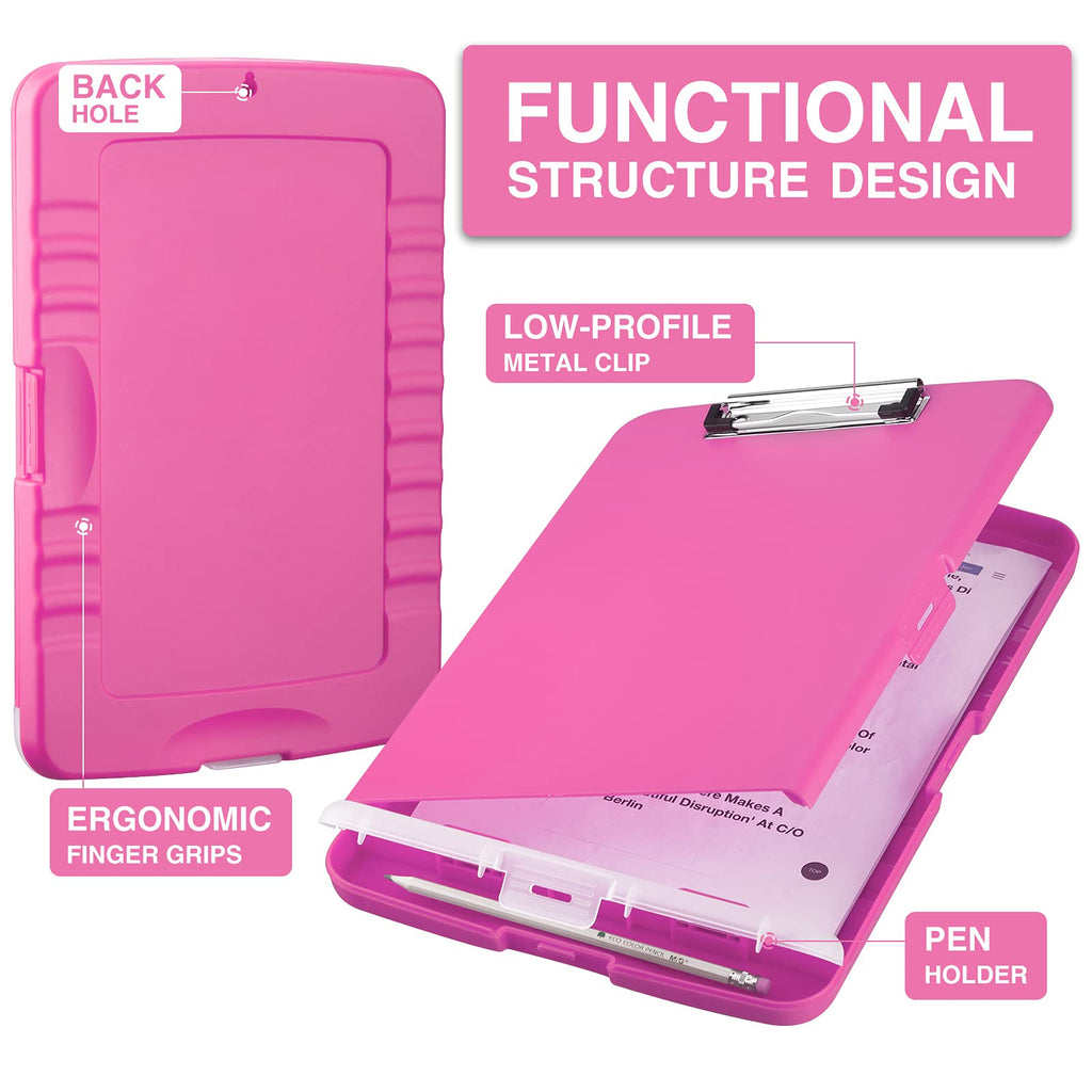 Sooez Clipboard with Storage, Clip Board 8.5 x 11 with Pen Holder, Plastic Organization Case Box for Letter Legal A4 Size Paper, Low Profile Clip, Nurses Teachers Must Haves, School & Office Supplies