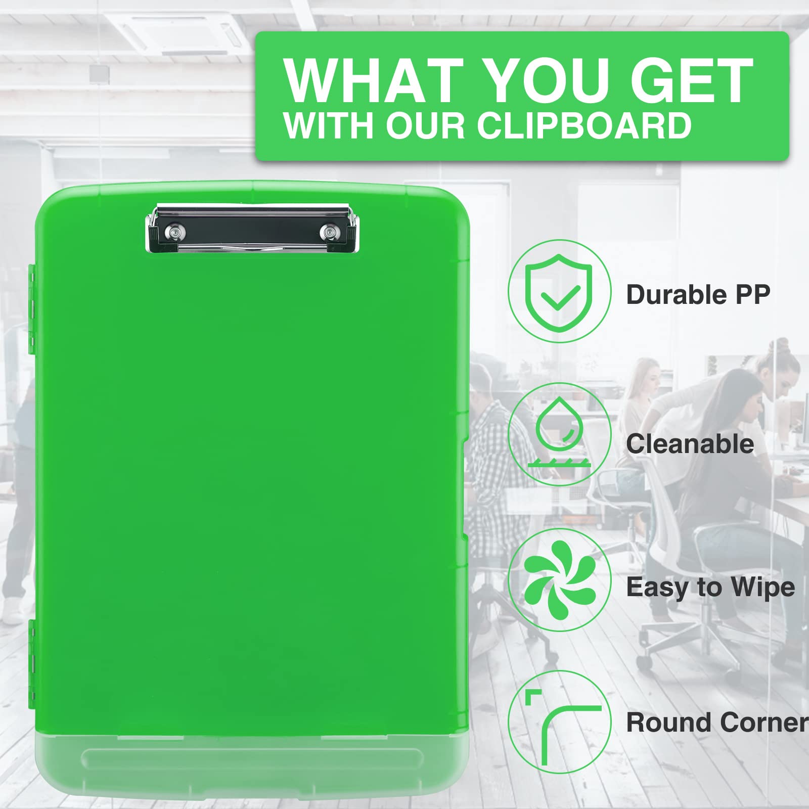 Sooez Clipboard with Storage, Clip Board 8.5 x 11 with Pen Holder, Plastic Organization Case Box for Letter Legal A4 Size Paper, Low Profile Clip, Nurses Teachers Must Haves, School & Office Supplies