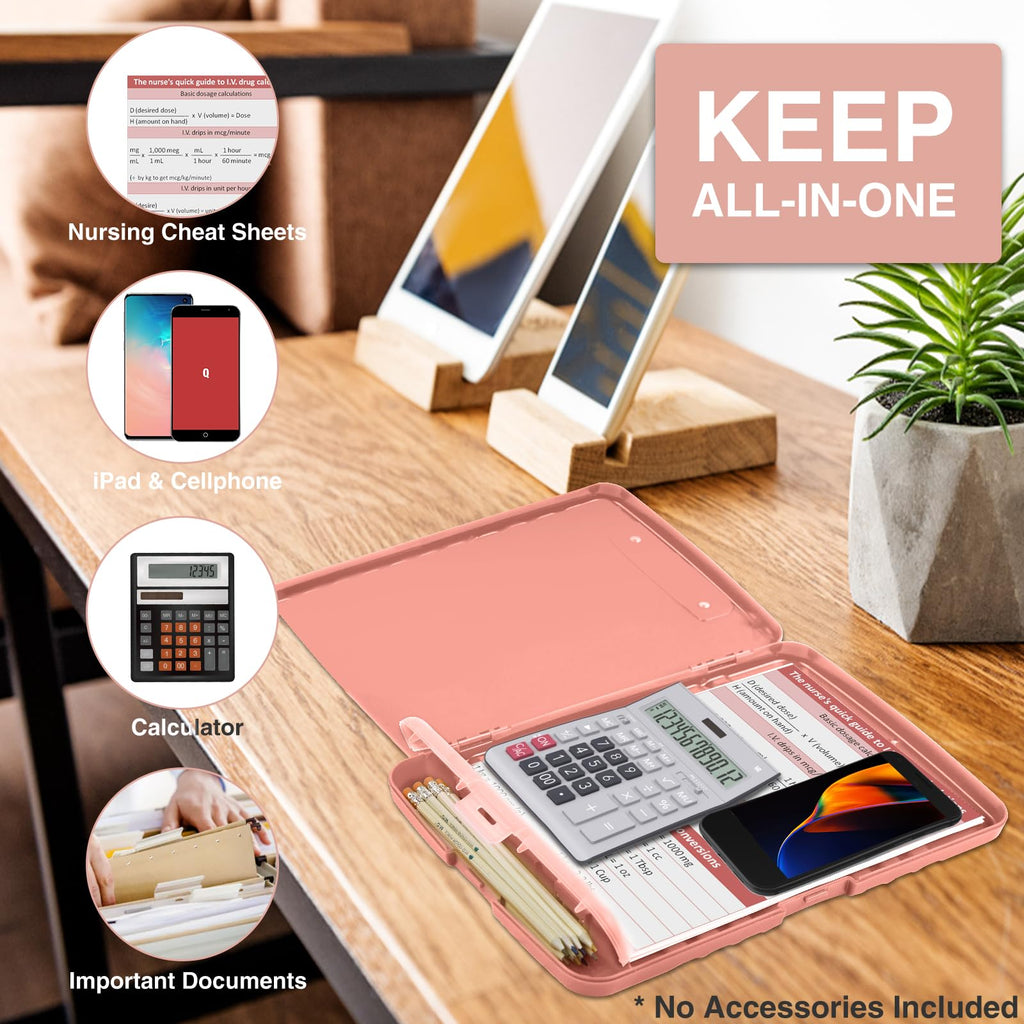 Sooez Clipboard with Storage, Clip Board 8.5 x 11 with Pen Holder, Plastic Organization Case Box for Letter Legal A4 Size Paper, Low Profile Clip, Nurses Teachers Must Haves, School & Office Supplies