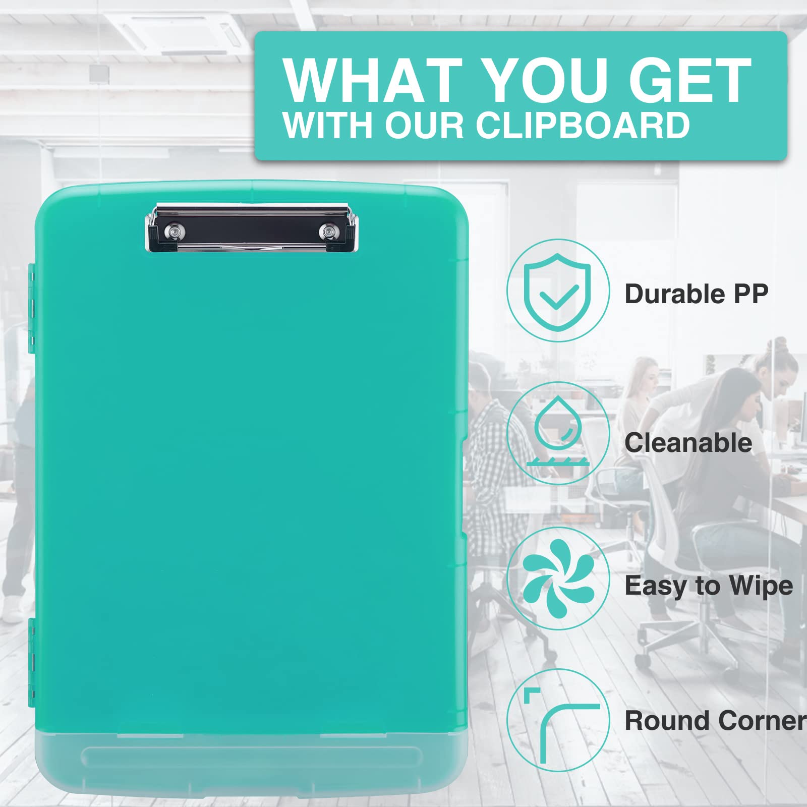 Sooez Clipboard with Storage, Clip Board 8.5 x 11 with Pen Holder, Plastic Organization Case Box for Letter Legal A4 Size Paper, Low Profile Clip, Nurses Teachers Must Haves, School & Office Supplies