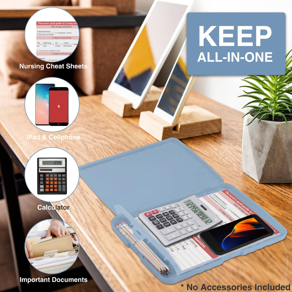 Sooez Clipboard with Storage, Clip Board 8.5 x 11 with Pen Holder, Plastic Organization Case Box for Letter Legal A4 Size Paper, Low Profile Clip, Nurses Teachers Must Haves, School & Office Supplies