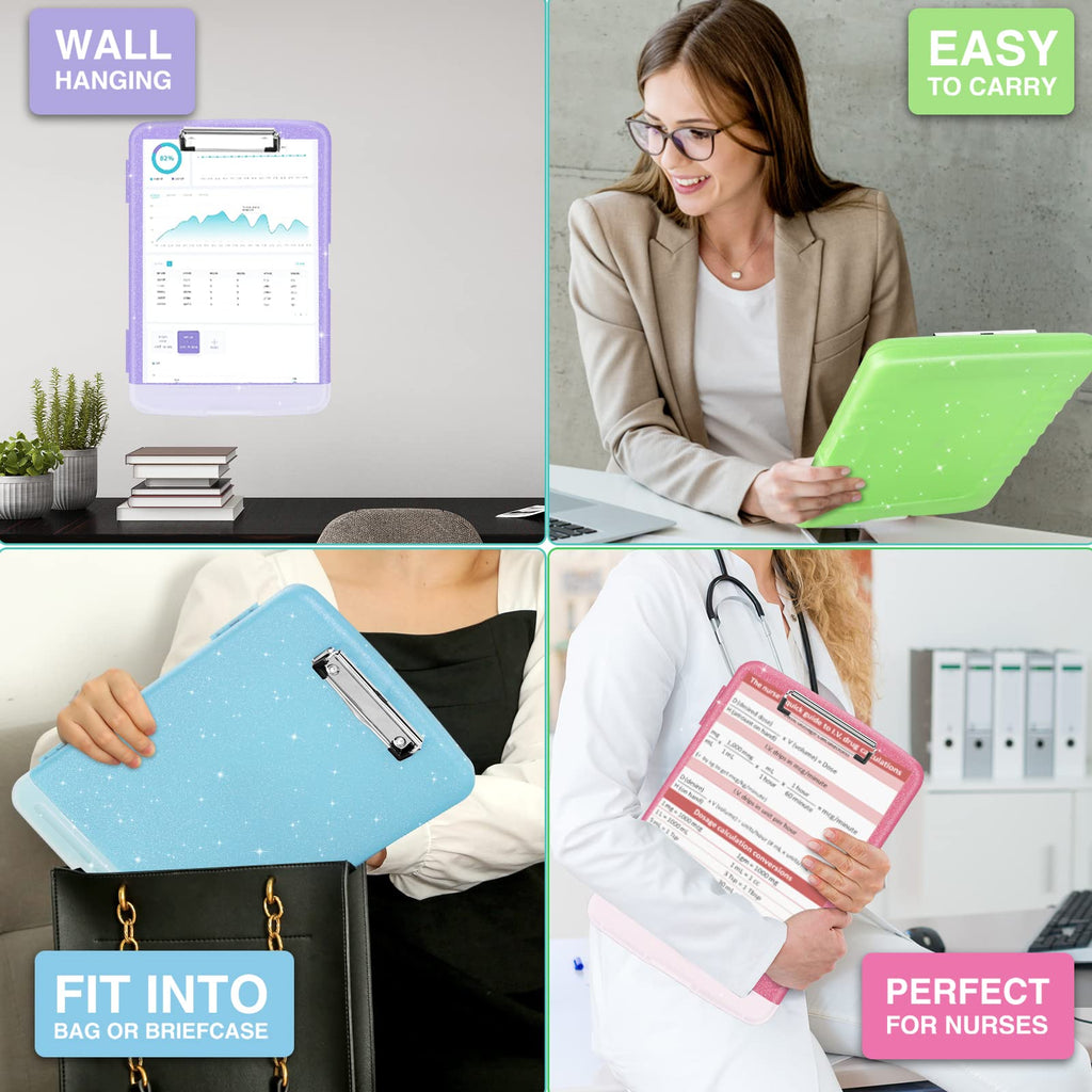Sooez Clipboard with Storage, Clip Board 8.5 x 11 with Pen Holder, Plastic Organization Case Box for Letter Legal A4 Size Paper, Low Profile Clip, Nurses Teachers Must Haves, School & Office Supplies