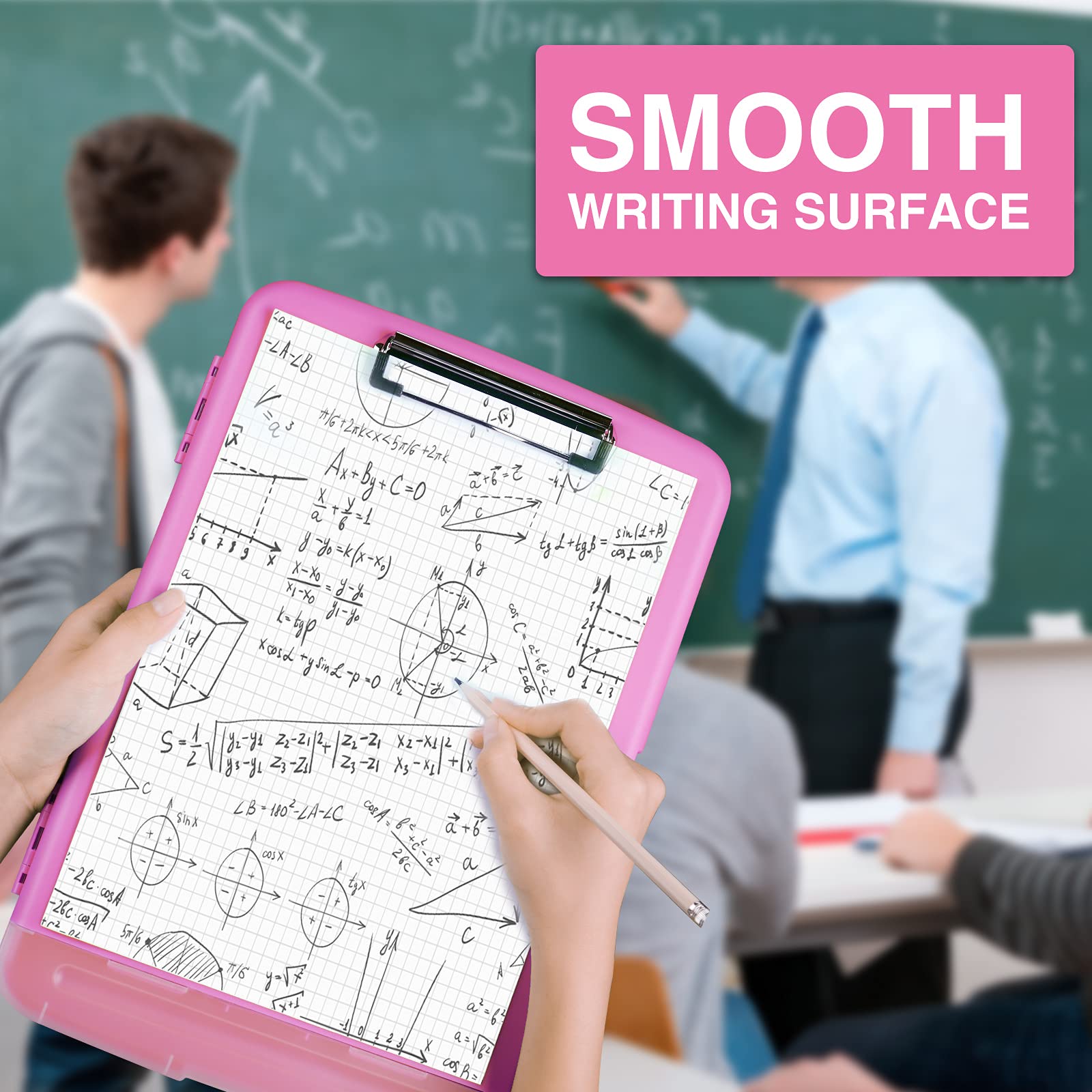 Sooez Clipboard with Storage, Clip Board 8.5 x 11 with Pen Holder, Plastic Organization Case Box for Letter Legal A4 Size Paper, Low Profile Clip, Nurses Teachers Must Haves, School & Office Supplies