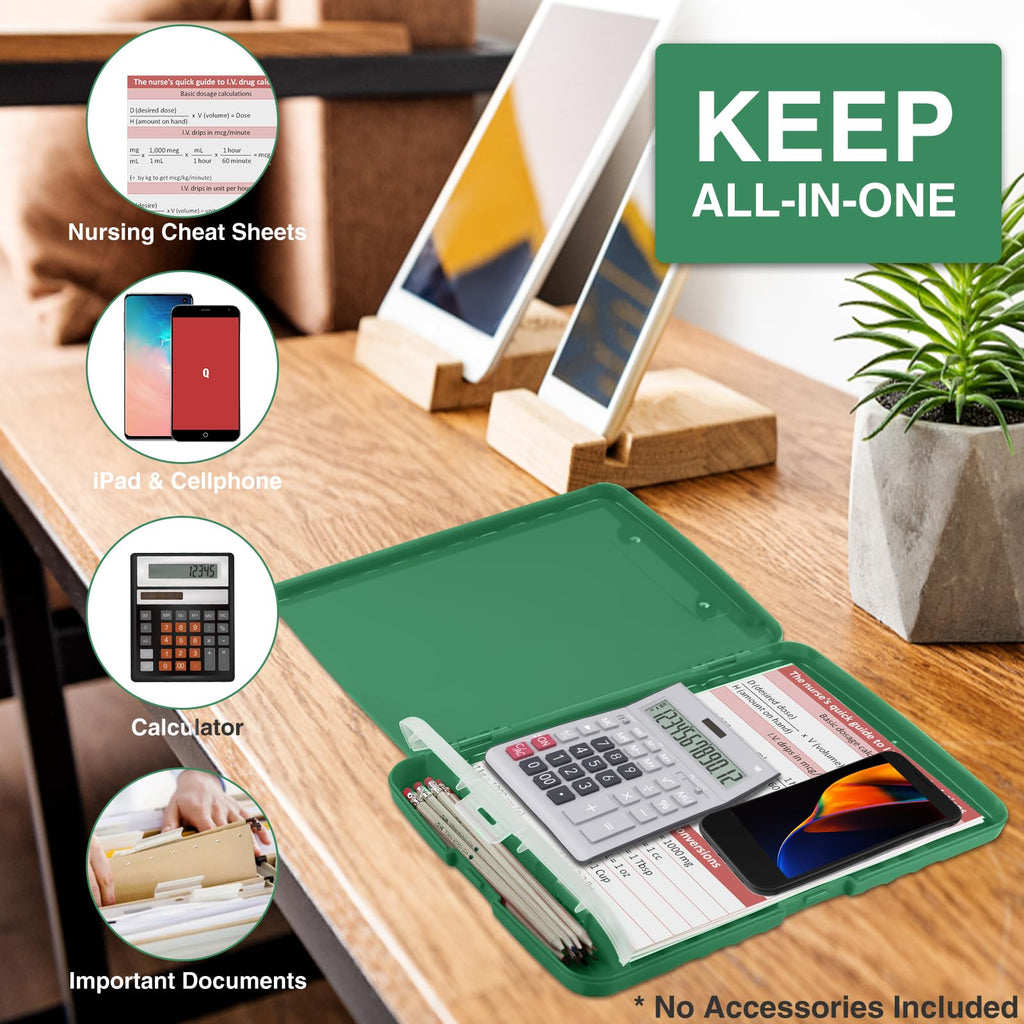 Sooez Clipboard with Storage, Clip Board 8.5 x 11 with Pen Holder, Plastic Organization Case Box for Letter Legal A4 Size Paper, Low Profile Clip, Nurses Teachers Must Haves, School & Office Supplies