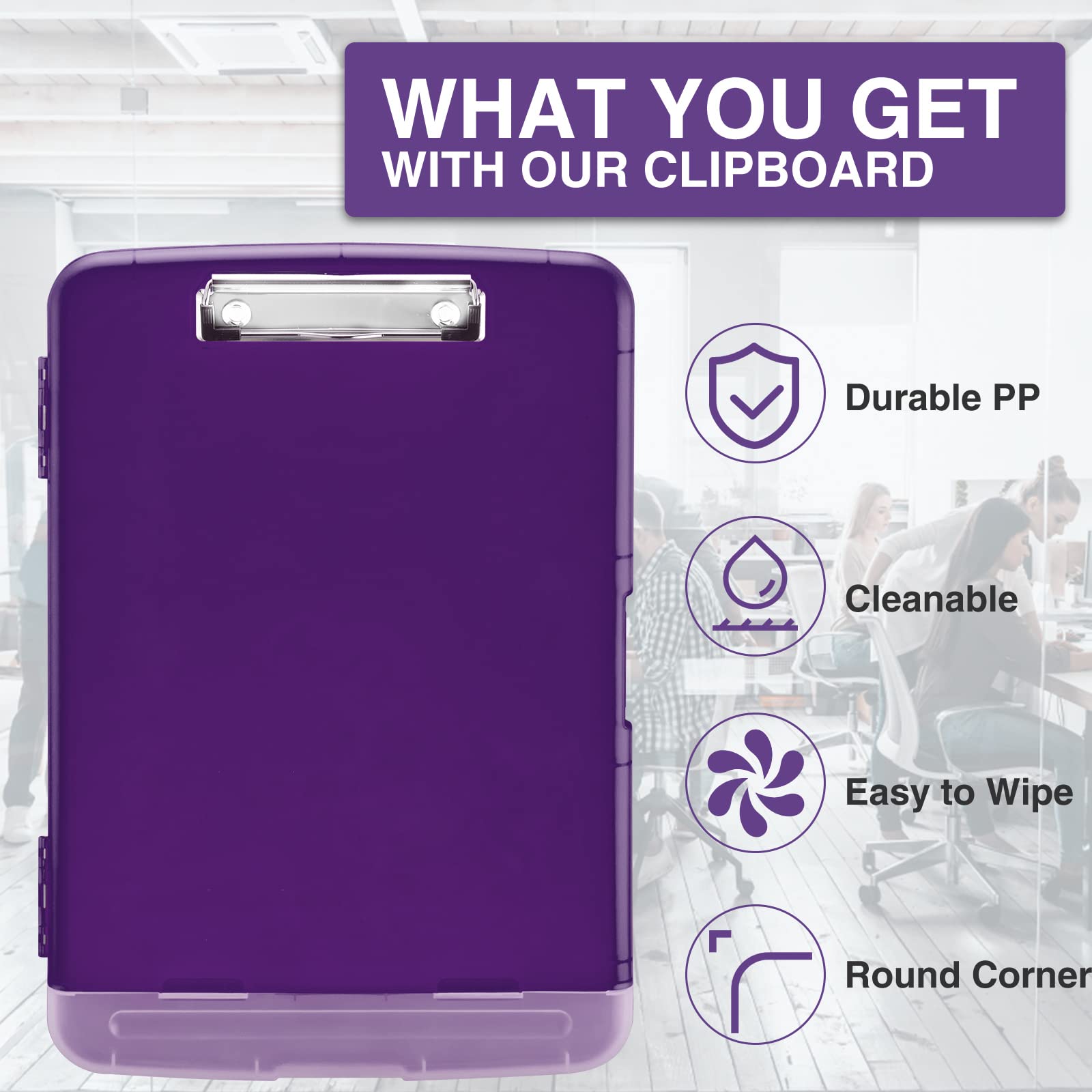 Sooez Clipboard with Storage, Clip Board 8.5 x 11 with Pen Holder, Plastic Organization Case Box for Letter Legal A4 Size Paper, Low Profile Clip, Nurses Teachers Must Haves, School & Office Supplies