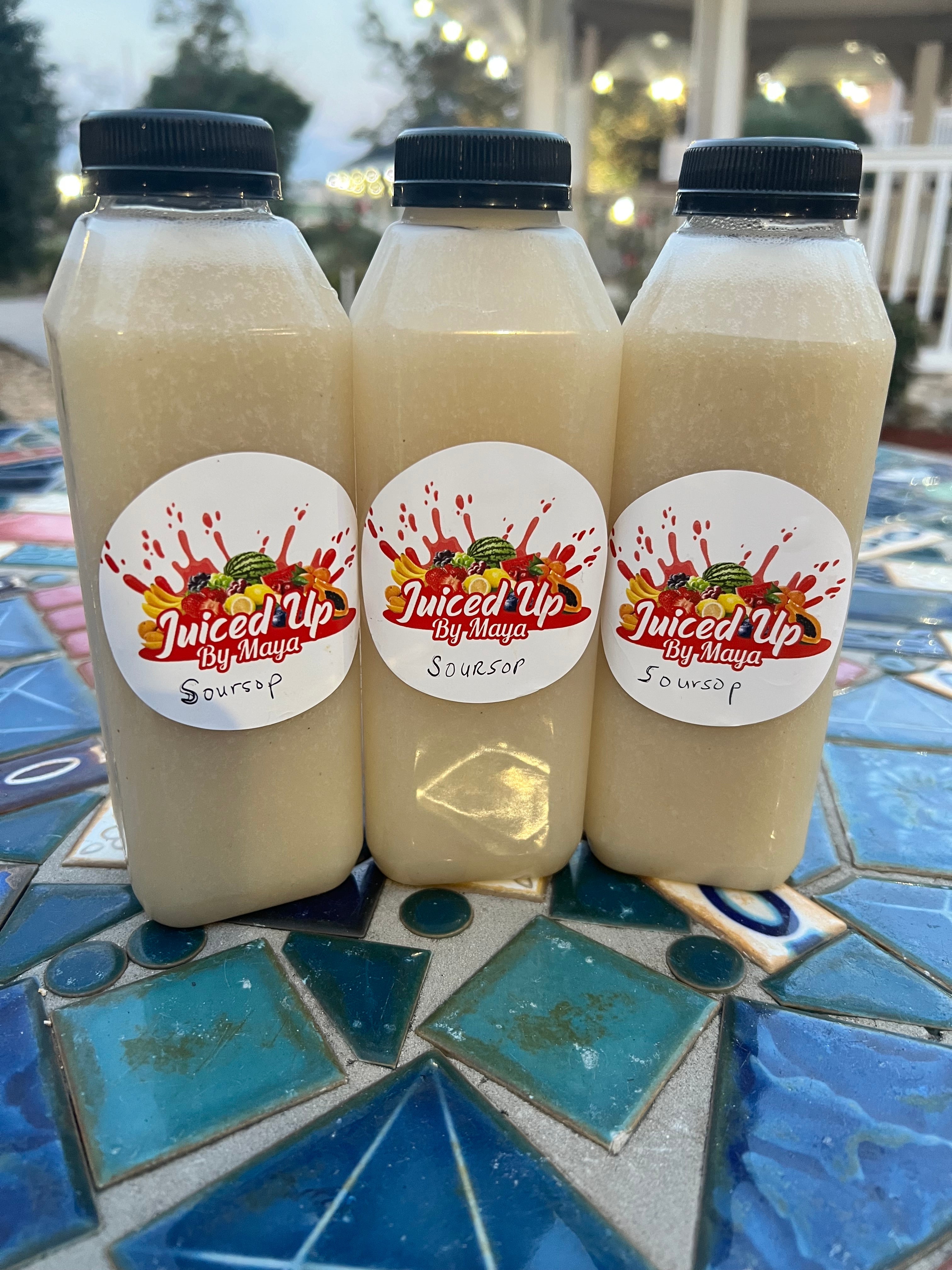 Fresh Soursop Juice | 100% Homemade Guanábana Juice with Ginger & Organic Lime | All-Natural, Vegan, Keto-Friendly – 16oz Bottle