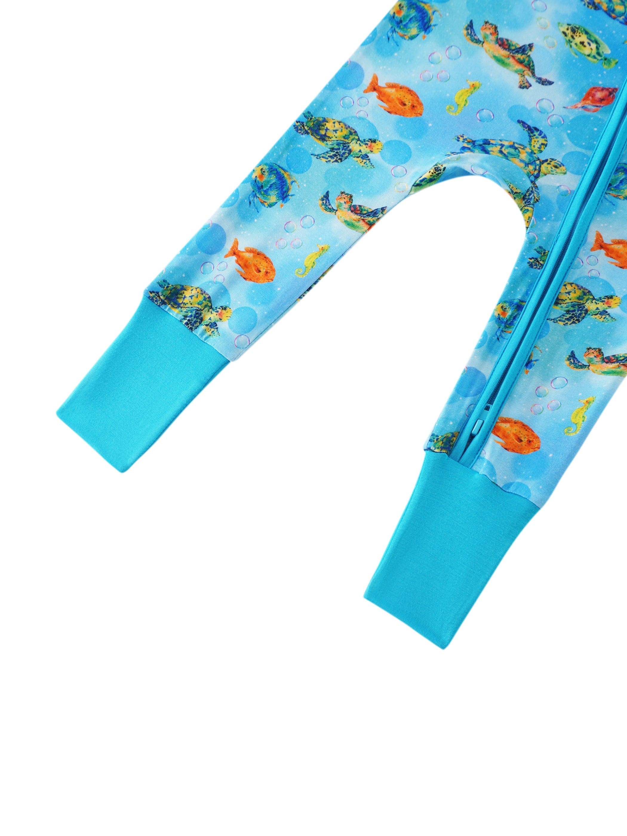 Posh TOT Sea Turtle Bamboo Baby Convertible Zippy Romper