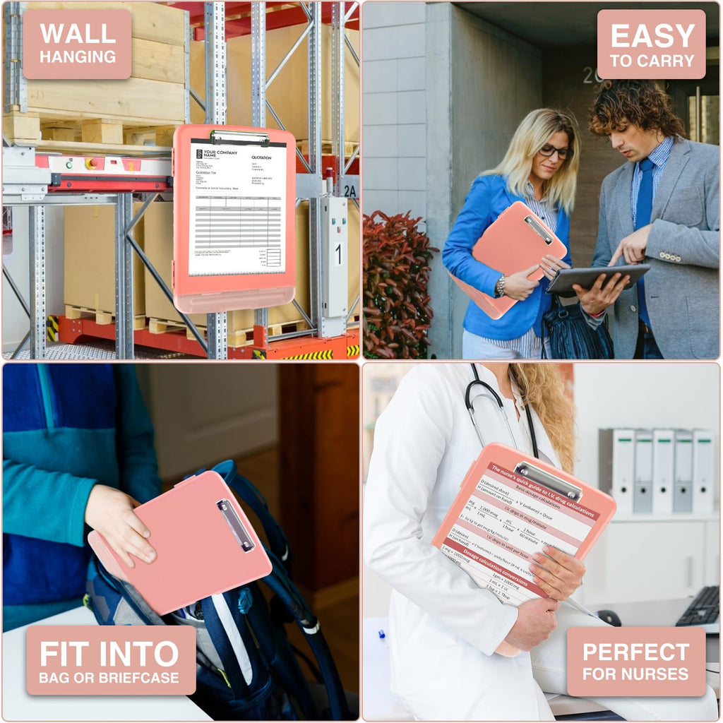 Sooez Clipboard with Storage, Clip Board 8.5 x 11 with Pen Holder, Plastic Organization Case Box for Letter Legal A4 Size Paper, Low Profile Clip, Nurses Teachers Must Haves, School & Office Supplies