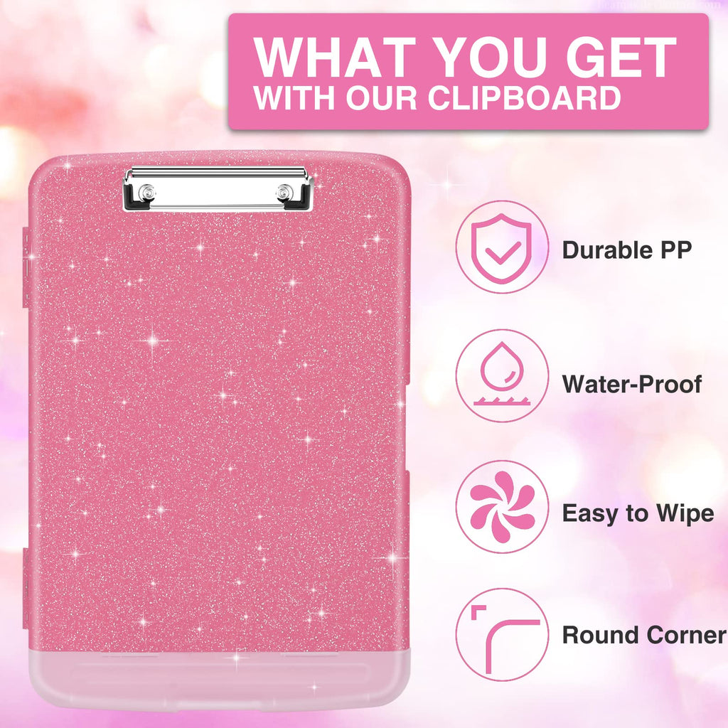 Sooez Clipboard with Storage, Clip Board 8.5 x 11 with Pen Holder, Plastic Organization Case Box for Letter Legal A4 Size Paper, Low Profile Clip, Nurses Teachers Must Haves, School & Office Supplies