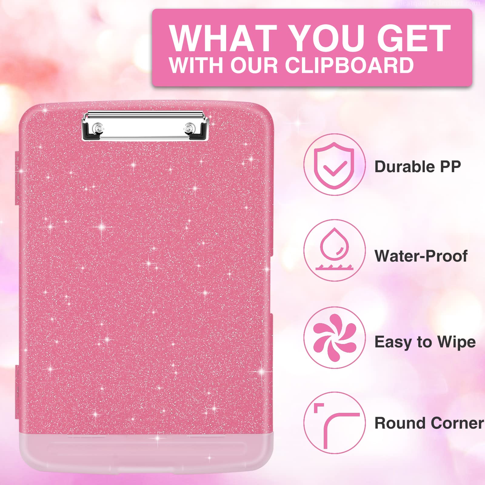 Sooez Clipboard with Storage, Clip Board 8.5 x 11 with Pen Holder, Plastic Organization Case Box for Letter Legal A4 Size Paper, Low Profile Clip, Nurses Teachers Must Haves, School & Office Supplies