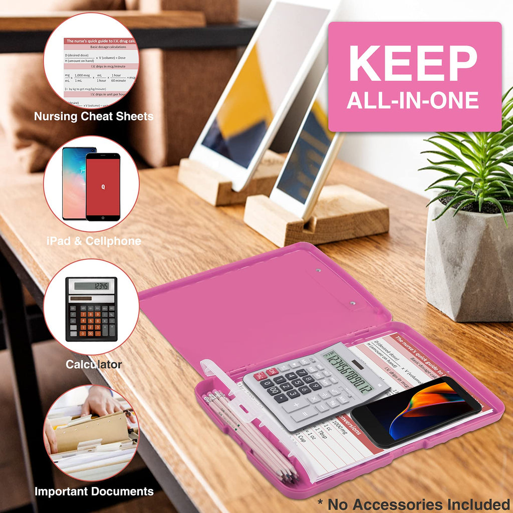 Sooez Clipboard with Storage, Clip Board 8.5 x 11 with Pen Holder, Plastic Organization Case Box for Letter Legal A4 Size Paper, Low Profile Clip, Nurses Teachers Must Haves, School & Office Supplies