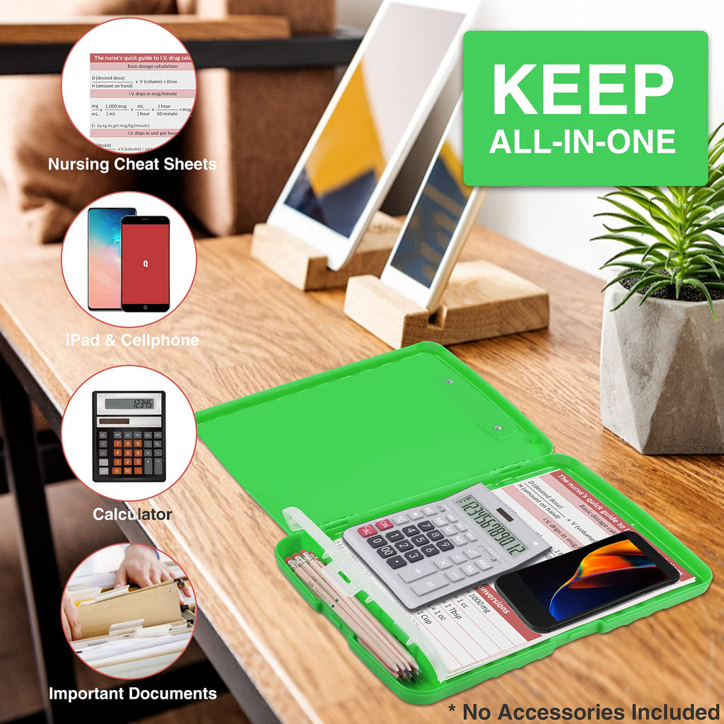 Sooez Clipboard with Storage, Clip Board 8.5 x 11 with Pen Holder, Plastic Organization Case Box for Letter Legal A4 Size Paper, Low Profile Clip, Nurses Teachers Must Haves, School & Office Supplies