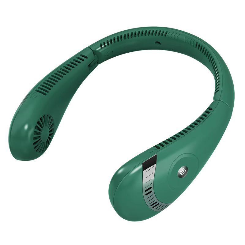 Lazy Outdoor Sports Portable Hanging Neck Fan Hanging Neck Fan USB Handheld Mute LED Digital Display Leafless Mini Electric Fan with LED Light 5 Gear Air Cooling Fans Digital Display Leafless Mini Electric Colorful