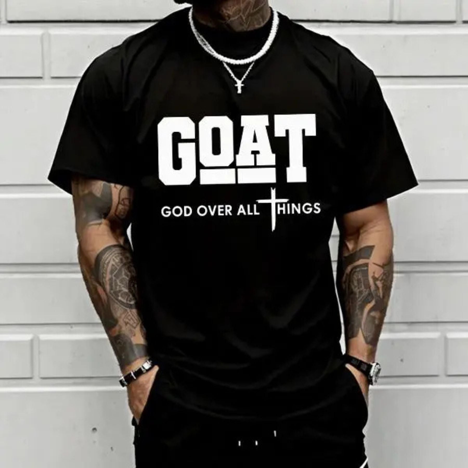 "GOAT" God Over All Things T-Shirt – Christian Faith Graphic Tee, Unisex Cotton Shirt