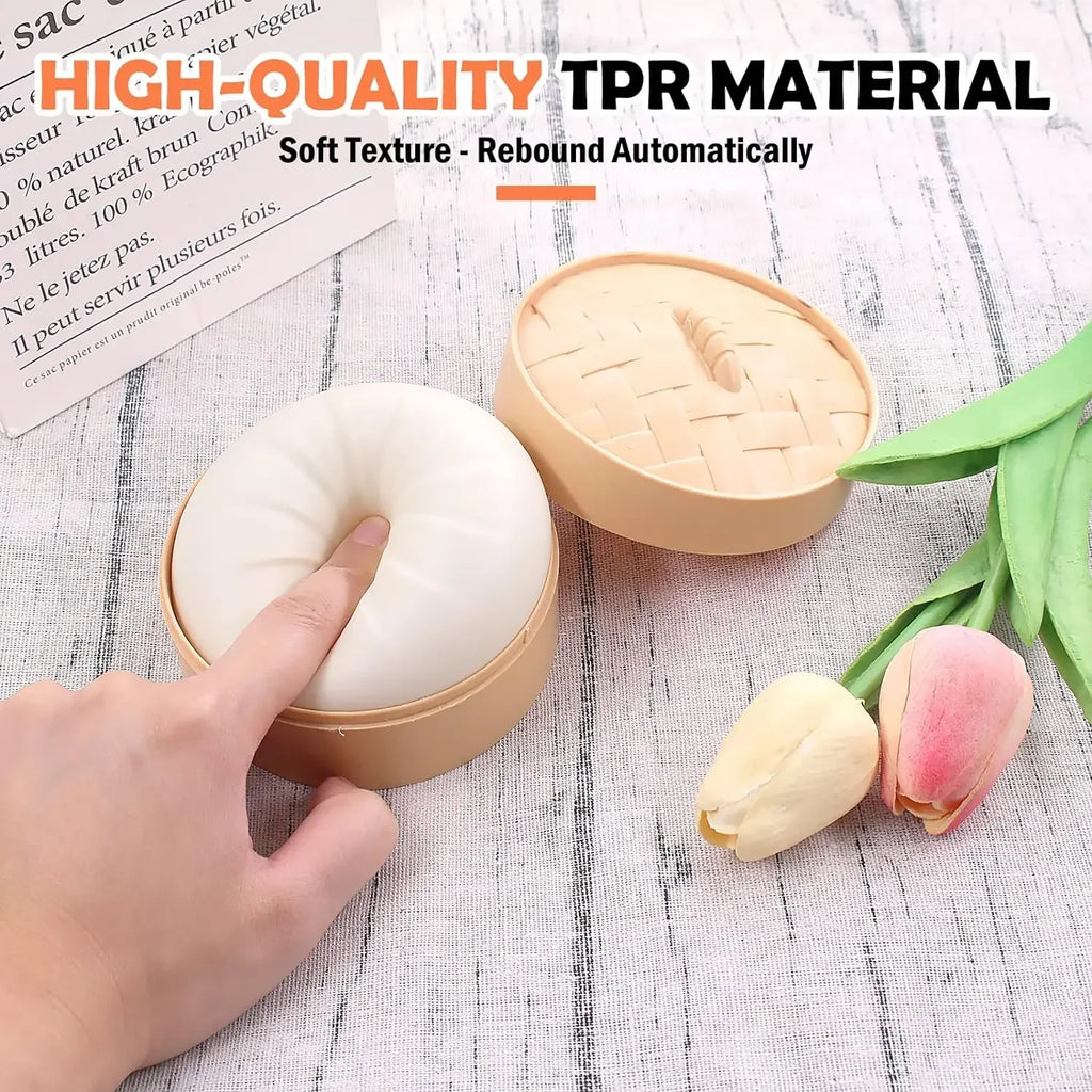 Colorful Dumpling Stress Ball Fidget Toy | Sensory Squeeze Dough with Steamer