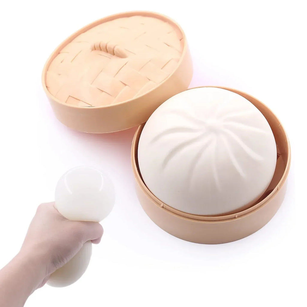 Colorful Dumpling Stress Ball Fidget Toy | Sensory Squeeze Dough with Steamer