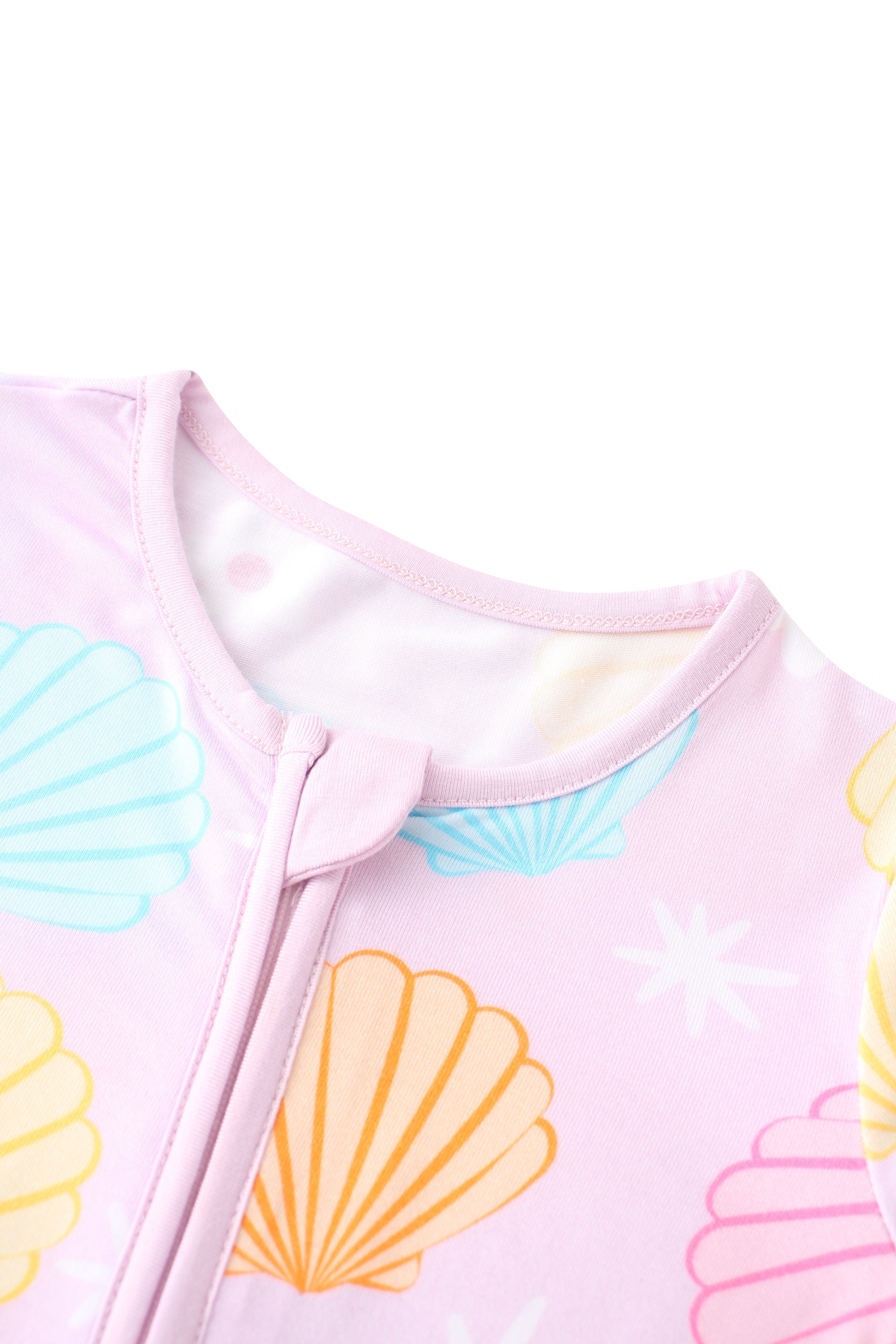 Posh TOT Pastel Seashell Bamboo Baby Convertible Zippy Romper