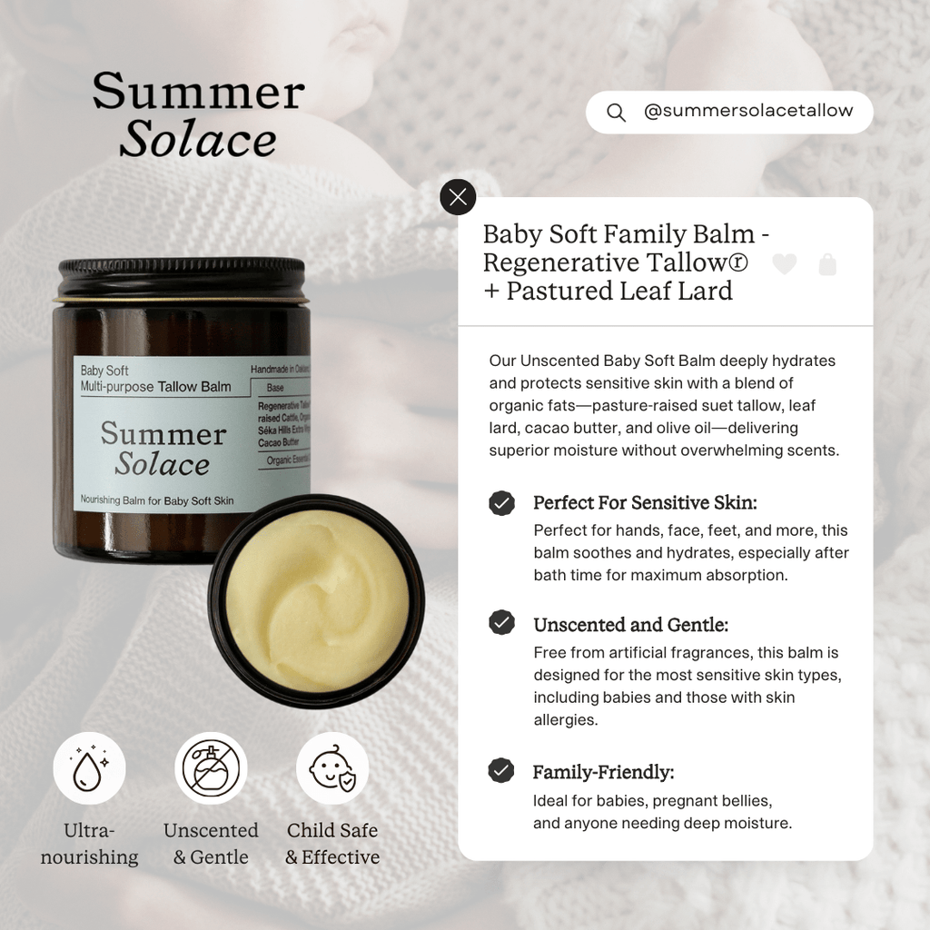 Baby Soft Family Tallow Balm for Sensitive Skin • Gentle Unscented Moisturizer