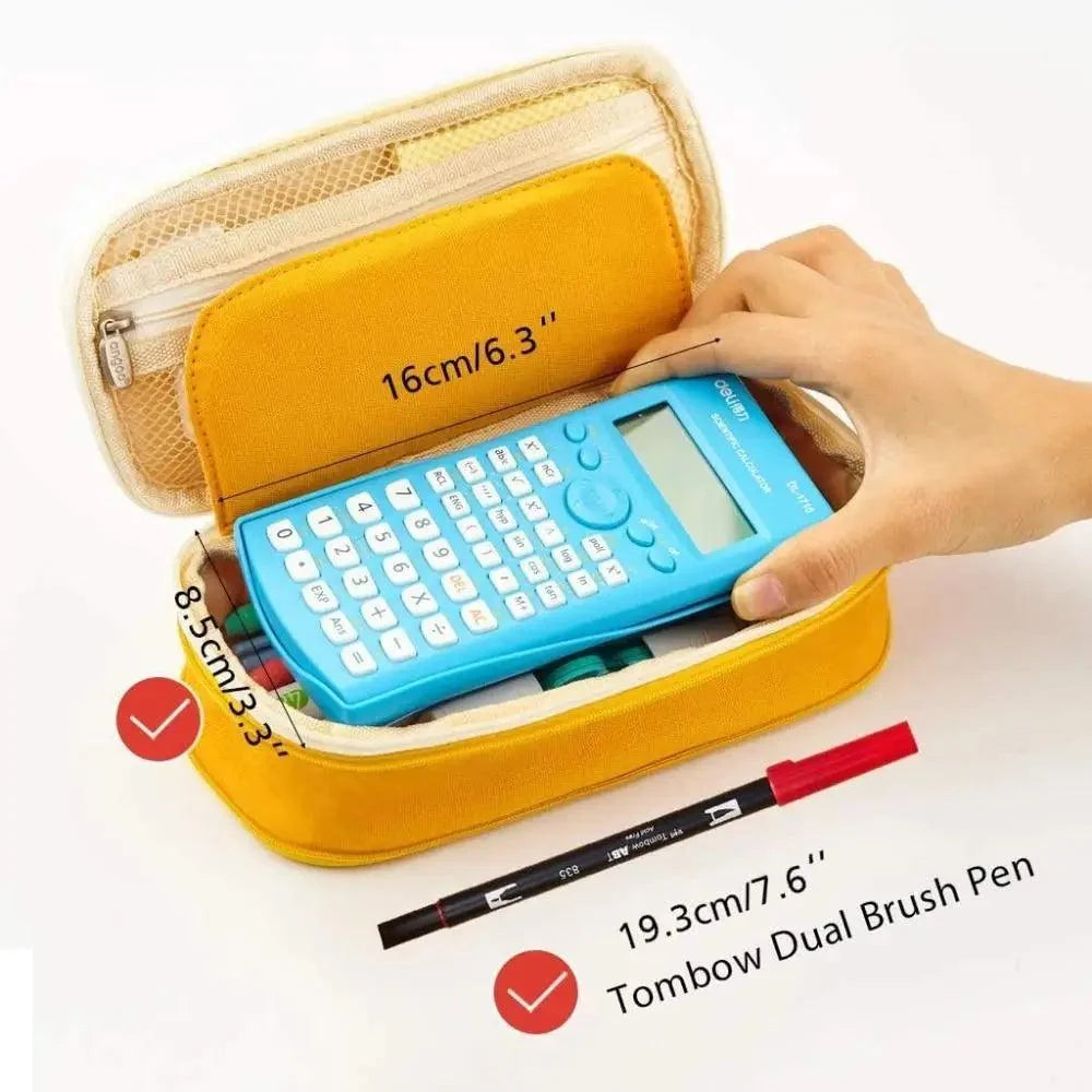 Colorful Pencil Organizer Pouch Pen Holder School Supplies Portable Travel Simple Storage Box Easy Grip Handle