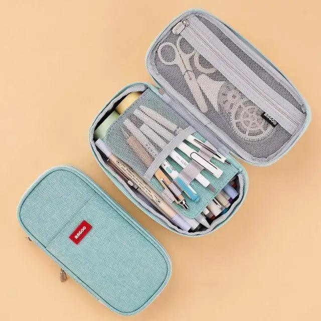 Colorful Pencil Organizer Pouch Pen Holder School Supplies Portable Travel Simple Storage Box Easy Grip Handle