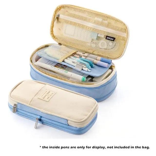 Colorful Pencil Organizer Pouch Pen Holder School Supplies Portable Travel Simple Storage Box Easy Grip Handle