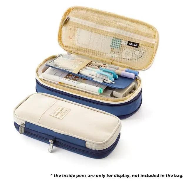 Colorful Pencil Organizer Pouch Pen Holder School Supplies Portable Travel Simple Storage Box Easy Grip Handle