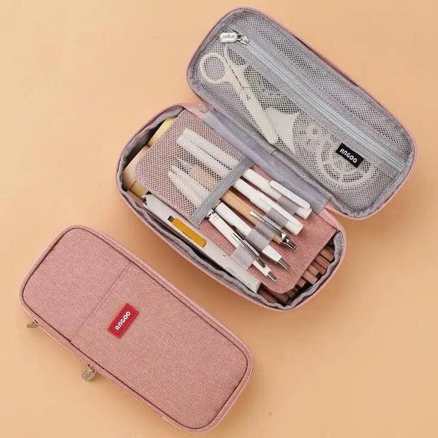 Colorful Pencil Organizer Pouch Pen Holder School Supplies Portable Travel Simple Storage Box Easy Grip Handle