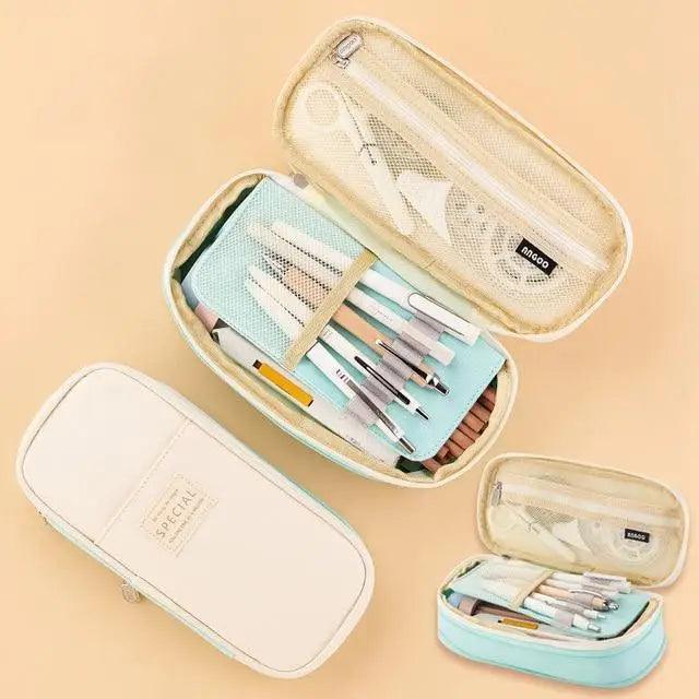 Colorful Pencil Organizer Pouch Pen Holder School Supplies Portable Travel Simple Storage Box Easy Grip Handle