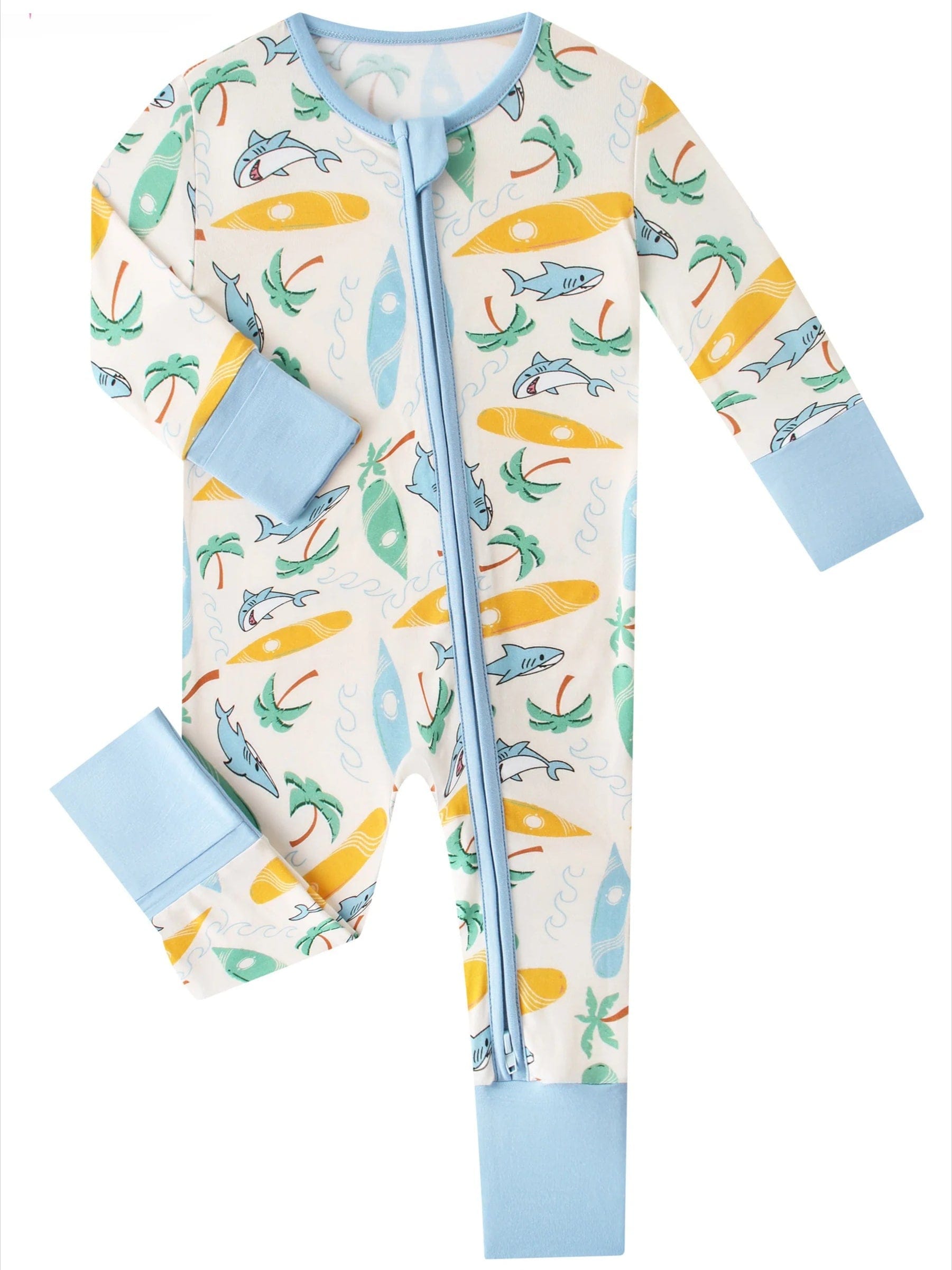 Posh TOT Surf's Up Bamboo Baby Convertible Zippy Romper