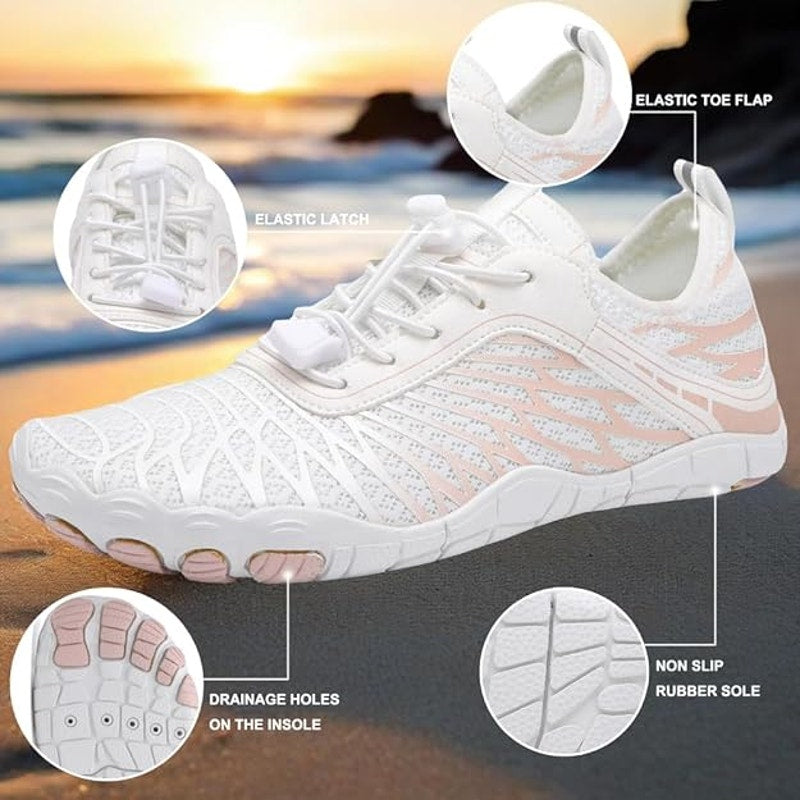 Hike Womens Size 7.5W Wide White Peach Breathable Mesh Non Slip Barefoot Shoes
