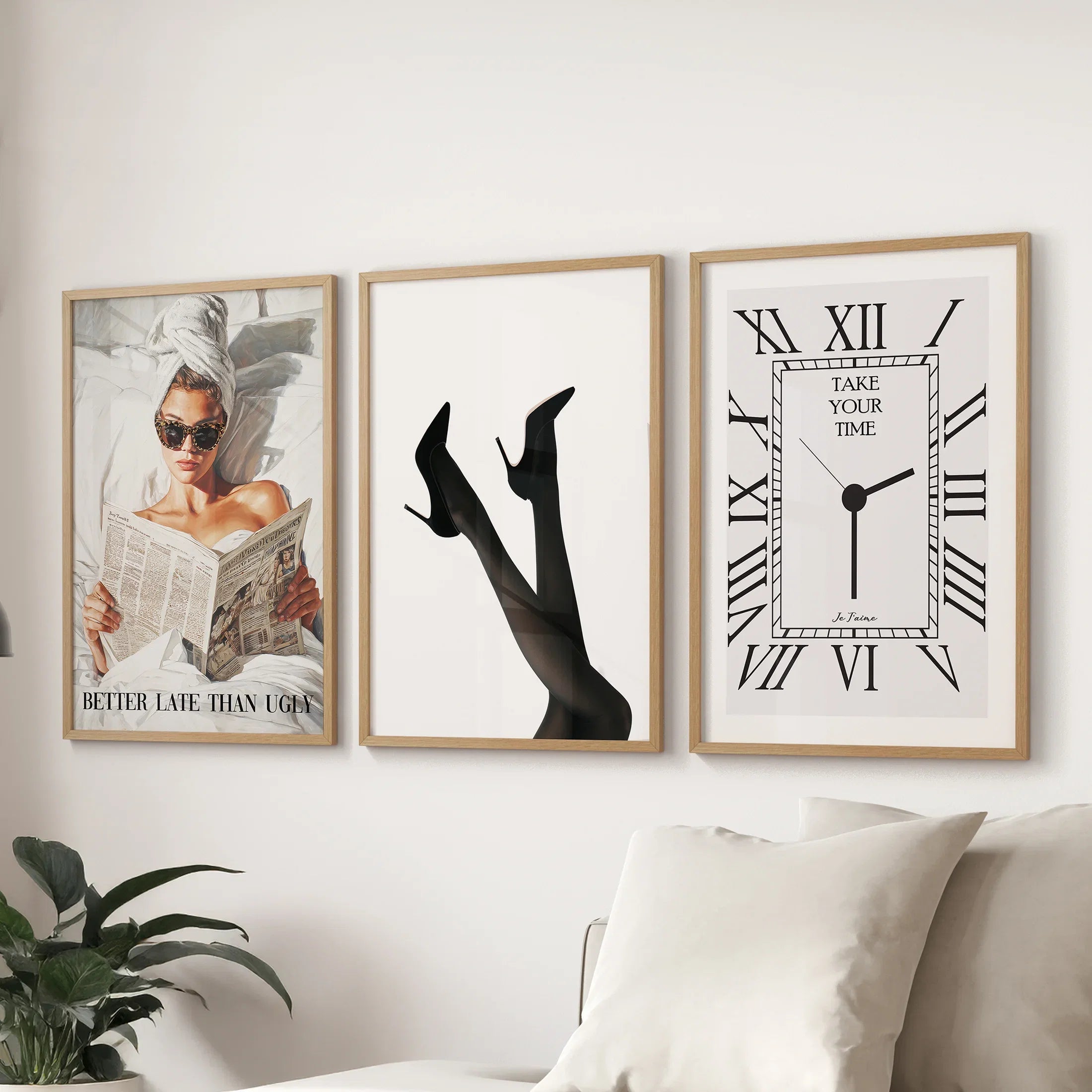 Elegant Glam Wall Art: Fashion Girl, Heels. Set of 3 Prints