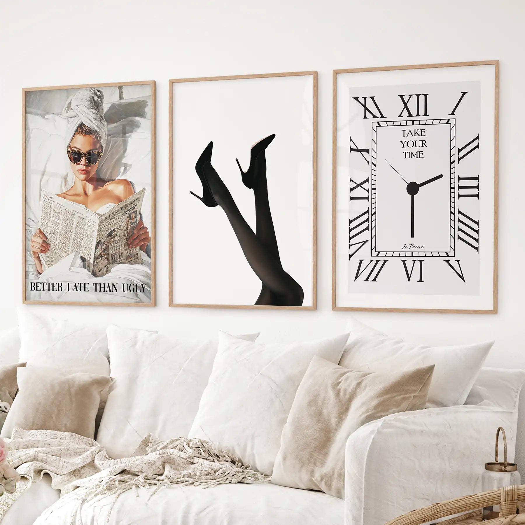 Elegant Glam Wall Art: Fashion Girl, Heels. Set of 3 Prints