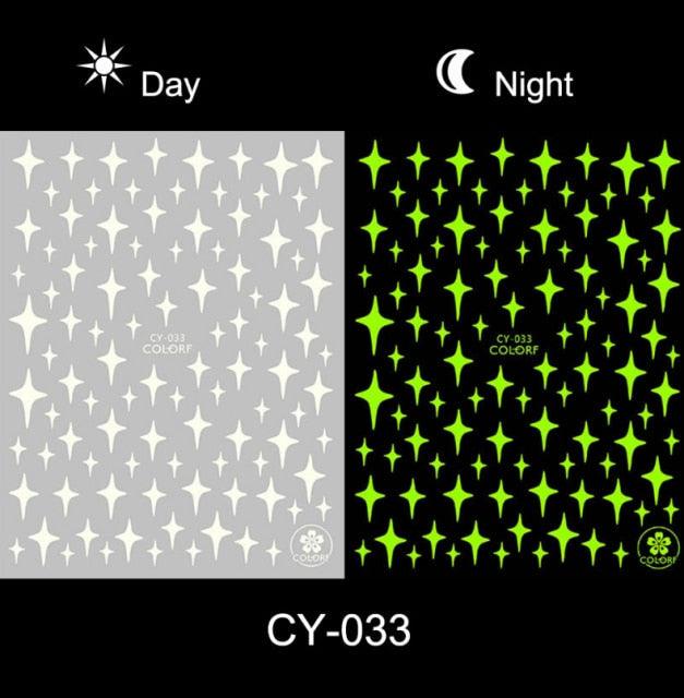Nail Stickers Back Glue Fluorescent Light Flame Butterfly Moon Love Pattern Designs Nail Decal Decoration Tips For Beauty Salons Glow in Dark Nail Stickers Self-Adhesive Nail Art Decals Butterfly Flower Star Heart Nail Strips Glow Dark Nail Art Manicure